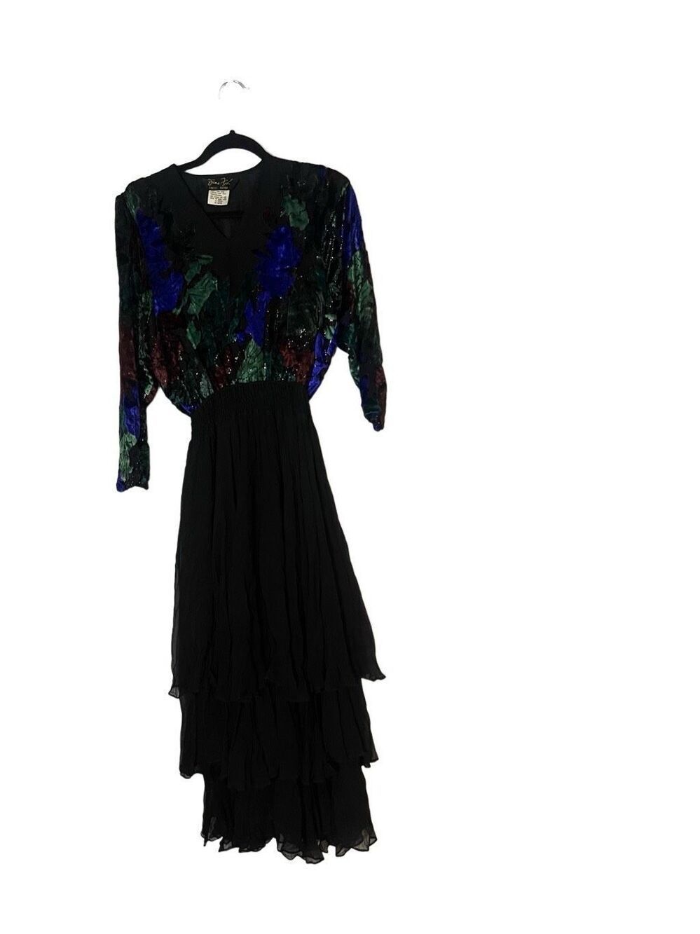 Vintage Diane Freis Limited Edition Silk Y2K Dark Fairy Maxi Dress